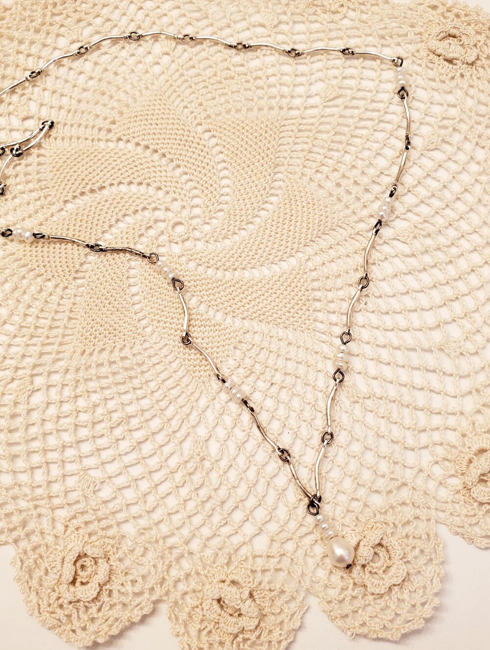 Delicate Sterling Silver Pearl Drop Necklace, 20 Inch, Minimal Beauty Style